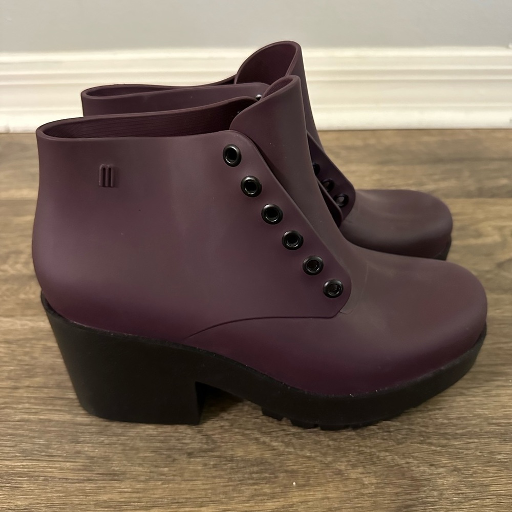 Melissa Stellar Boots- purple chunky heeled platforms
